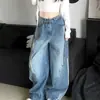 Jeans Retro de Pierna Curva de la Calle Principal Americana para Mujer, Diseño de Nicho, Holgados, Casuales, de Cintura Alta, Pierna Ancha, de Largo Hasta el Suelo, Modernos