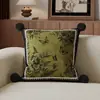 Cojín Decorativo Vintage de Alta Gama Estilo Francés para Sala de Estar, Cojín Decorativo con Atmósfera Retro Verde, Funda de Cojín Suave de Lujo Ligero