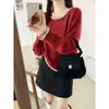 Suéter de punto holgado estilo perezoso para mujer, nuevo estilo popular de otoño e invierno, top de punto retro holgado para petite