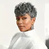 Perucas Transfronteiriças de Comércio Exterior Europeu e Americano, Cabelo Curto Cacheado Preto para Mulheres Africanas Estilo Fashion Cabelo Pequeno Cacheado Peruca Feita à Máquina