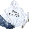Amazon sí tengo frío yo Letras Casual Dama Nuevo Holgado Sudadera con Capucha Camisa de Manga Larga