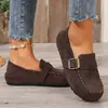 Zapatos planos de cuero mate retro transfronterizos nuevos para mujer, hebilla única, zapatos Birkenstock, estilo perezoso japonés, versátiles, talla grande, comercio exterior para mujer