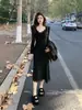 Vestido Longo Feminino Sexy de Renda Patchwork de Manga Longa para Mulheres no Outono, Combinado com um Casaco, Vestido Longo Justo ao Corpo para Figuras Baixas