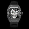 Charles CHANCE Bestseller Transfronterizo Mecánico Impermeable Forma de Barril Calavera Luminoso Reloj para Hombre 91907