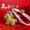 Nuevo Llavero de Caballo Pequeño Princesa de Oro Puro Colgante Creativo de Dibujos Animados Popular al por Mayor Encanto para Teléfono