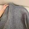 Cárdigan de lana estilo coreano para otoño e invierno 2026, prenda exterior para mujer, cuello redondo de punto trenzado, suéter grueso de color liso, capa exterior de punto de cachemira