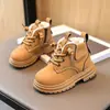 Botas Martin para Bebê para Outono e Inverno, Forradas com Lã e Espessadas, Botas Amarelas Infantis, Sapatos para Meninos, Botas de Cano Curto Infantis com Solado Macio