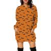 Vestido suéter de punto largo con capucha y bolsillos estampado de Halloween para mujer, comercio exterior 2024 Amazon transfronterizo europeo y americano