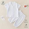 Traje de Verano de Manga Corta para Bebé Traje Transpirable de Fibra de Bambú con Aire Acondicionado para Niño Conjunto de Dos Piezas: Top de Manga Corta y Pantalones de Tres Cuartos para Niña