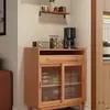 Aparador de Madera Maciza Contra la Pared Armario de Almacenamiento Integrado Gabinete Lateral para Sofá de Sala de Estar Gabinete de Almacenamiento para Apartamentos Pequeños Gabinete de Té Japonés