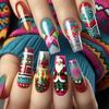 Manicura Navideña Patrón de Papá Noel Uñas Postizas Serie Navideña Europea y Americana Manicura