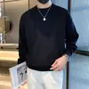 Suéter de cuello alto medio de alta calidad para otoño e invierno para hombre, estilo coreano, holgado, casual, color liso, cuello redondo, tejido, camisa interior de manga larga