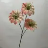 Flores artificiais de clematis de três cabeças estilo europeu, decorações de casamento, arranjos de corredor, expositores de chão, decoração de hotel e casa, flores de seda