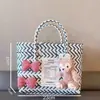 Cesta de Mão Colorida Tecida à Mão Lembrança de Casamento Cesta de Legumes Primavera Dopamina Passeio de Piquenique Praia Bolsa de Palha
