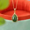Yuebao Jewelry Jade Natural Hetian Plata de Ley S925 Chapado en Oro Colgante de Bambú de Jade Gota de Agua con un Sentido de Lujo y Sofisticación Venta al por Mayor