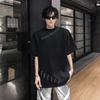 Camiseta Pesada de Hombre Hecha a Mano de Manga Corta con Hombro Acolchado Blanco Diseño de Marca Trendy Nicho Manga Tres Cuartos