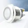 Interruptor de Botón Metálico de 22 mm Patas de Tornillo Auto-Enclavamiento Acero Inoxidable Interruptor de Encendido Arranque con Luz Redondo Impermeable