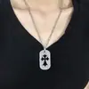 Colar com Pingente Cruz Grande Vazada Militar Prata Tailandesa Banhada a Platina Corrente para Suéter Transfronteiriça com Toque de Luxo para Outono e Inverno, Cravejado com Diamantes