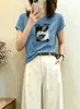 Fornecimento direto de camisetas de algodão canelado de 220g para mulheres da fábrica de origem, tops de manga curta slim fit para o verão, Treze Linhas de Guangzhou
