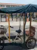 Triciclo Humano con Cubierta para la Lluvia, Parasol y Toldo para Recoger y Dejar Niños
