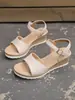 Sandalias de Mujer con Tacón de Cuña para Mujer Verano 2023 Nuevas Europeas y Americanas Comercio Exterior Punta Redonda Punta Abierta Sandalias Romanas para Mujer