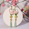 Verano 2025 Estilo Nacional Nuevo Estilo Chino Gota de Agua Loto Pendientes de Verano Pendientes Elegantes Cheongsam sin Agujeros en las Orejas Pinzas para Orejas Pendientes para Mujer