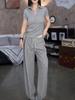 24155 Da Ai Mei Yi Yuan Verano 2026 Nuevo Elegante Cuello Camisero Manga Corta Casual Pantalón Recto Moda Juvenil Ropa para Mujer