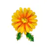 Broche Exagerado de Margarida Europeu e Americano para Mulheres, Broche de Flor Amarela de Alta Qualidade e Elegante, Alfinete de Roupa Versátil