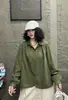 Camisa casual de algodón de gasa de doble capa, color liso, manga larga, solapa artística, nuevo estilo de otoño, corte holgado, estiliza y es versátil