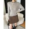 Sinan Atraente Regras Francês Alta Costura Lantejoulas Estilo Coco Chanel Cintura Alta Lápis Linha A Lã Curta Saia SN8329