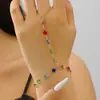 Pulseira de corrente transfronteiriça europeia e americana estilo ins simples pérola corrente de amor multicamadas corrente de dedo liga pulseira de dedo