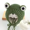 Gorro Infantil Otoño e Invierno Hecho a Mano Lindo Dibujo Animado Orejas de Rana Gorro de Lana Cálido Tejido
