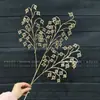 Flores de Nochevieja, Flores Artificiales Doradas, Eucalipto Dorado, Hortensia, Abanico Dorado, Hojas de Ginkgo, Cubo de la Fortuna, Arreglo Floral, Hojas, Flores de Plástico