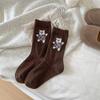 Calcetines para Mujer en Otoño e Invierno Nuevos Calcetines de Lana Gruesos y Cálidos Estilo Preppy Ins Calcetines de Media Caña Oso Bailarín para Mujer
