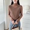 Camisa Interior de Encaje para Mujer 2024 Otoño Nueva Blanca Malla de Doble Capa Camiseta Básica Top Estilo Occidental de Fondo Alto