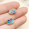 Aleación Esmalte de Goteo de Aceite Cuenta Nube Accesorios DIY Materiales Estilo Antiguo Hanfu Pulsera Pasador Accesorios con Agujero