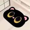 Linda Alfombrilla de Piso Antideslizante Absorbente de Agua de Tierra de Diatomeas con Dibujo Animado de Gatito Negro para Baño del Hogar, Alfombrilla para Pies Resistente a la Suciedad y al Desgaste, Disponible para Dropshipping