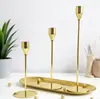 Candelabros de Hierro Chapados en Oro Estilo Europeo Más Vendidos de Amazon, Decoraciones de Boda, Candelabros Metálicos para Mesa de Comedor de Hotel, Candelabros