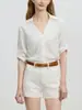 Camisa de Linho Estilo Old Money Feminina Manga Curta Verão 2026 Nova Solta Emagrecedora Casual Versátil Camisa Jaqueta