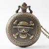 Vintage Artístico Caveira Pirata Vintage Esculpido Relógio de Bolso Grande Quartzo Masculino Atacado Relógio Pendurado com Corrente