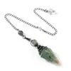 Comércio Exterior Novos Produtos Prata Antiga Cristal Colorido Pêndulo Pedra Semi-preciosa Pedra Colorida Resina Pêndulo Hexágono Cone Pingente