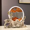 Adorno de Reloj de Arena Fluido con Ciervo Lujo Ligero Decoración para Hogar Sala de Estar Gabinete de Vino Gabinete de TV Escritorio de Oficina