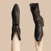 Botines tobilleros versátiles retro elegantes 2026, botas de ajuste ceñido, botas de moda, botas de tacón grueso de moda nuevas estilo coreano para mujer