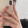 Pó branco leitoso gradiente longo ballet usar manicure unha falsa unha patch patch unha impermeável patch de unha removível