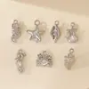 Material de accesorios de joyería semiacabados metal incrustado circonita animal marino colgante diy collar pulsera aretes colgante