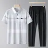 Traje de Verano de Seda Helada de Manga Corta para Papá 2026 Nuevo Traje Deportivo para Edad Media y Mayores Ropa de Verano para el Día del Padre