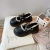 Zapatos de cuero estilo coreano para niñas, zapatos de princesa con encaje para niñas, primavera 2025, nuevos zapatos de mujer, zapatos de suela blanda de una sola capa.