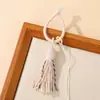 Fivela de Anel com Borla de Fio de Algodão Colorido Estilo Tibetano Chaveiro Artesanal DIY Ornamento Pingente de Borla para Pendurar em Gola Hanfu Leque Dobrável