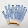 Arena blanca trabajo de punto azul punto de PVC punto de perla punto de plástico guantes de goma antideslizantes hilo de algodón recubierto punto construcción manejo mano esmerilada