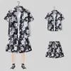 Camisa floral de manga corta, Ropa de playa de Hainan, Estilo hawaiano de Sanya, Conjunto de pantalones cortos finos de verano para hombre y pareja de viaje a Tailandia